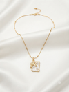 Enamel Butterfly Rectangular Pendant with Beaded Chain Necklace