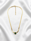Emerald Heart Herringbone Chain Necklace