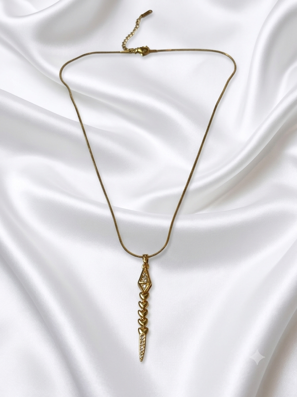 Geometric Heart Drop Pendant Necklace
