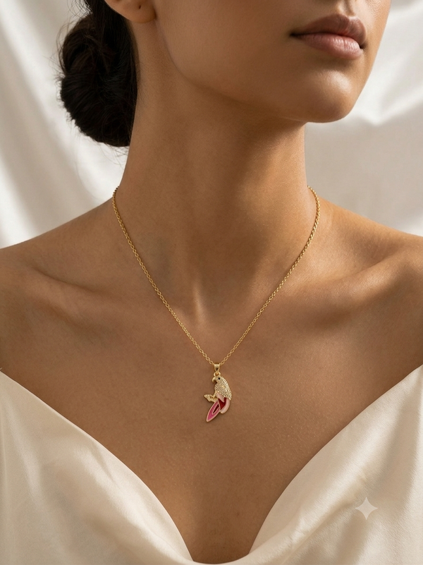 Vibrant Tropical Parrot Pendant Necklace