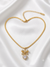 Bow and Solitaire Crystal Heart Pendant Snack Chain Necklace
